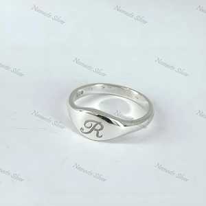 Handmade 925 Sterling Silver Dainty <b>Initial</b> <b>Ring</b> Personalized First Letter Wedding <b>Ring</b> Custom Alphabet Letter <b>Ring</b> - Product Image 3