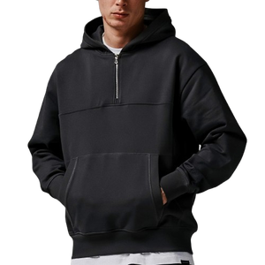 Custom Oversized Heavyweight 1/2 <b>Zip</b> No String Hoodie Sweatshirts 100% Cotton Vintage <b>Zip</b>-<b>up</b> Streetwear Half <b>Zip</b> Sweatshirt - Product Image 1