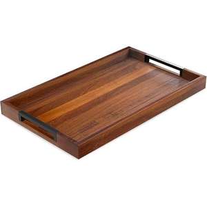 Plateau de rangement et de service en bois en gros avec élégantes poignées en métal noir, finition lisse, pour cuisine, salle à manger, décoration intérieure - Product Image 1