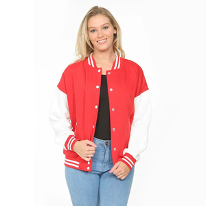 Vestes universitaires rouges à manches longues pour femmes, coupe ajustée, décontractées, avec fermeture à boutons, imperméables et respirantes pour l'hiver - Product Image 1