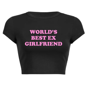 Personalizable transpirable de secado rápido sostenible mujer Sexy recortada Top bebé Camiseta estilo Harajuku apliques personalizados Decoración - Product Image 1