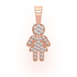 Pendentif personnalisé en or 14 carats avec diamant naturel, motif dessin animé, pour enfants et bébés filles, tendance, amusant, mignon, style hip-hop, breloques pour collier - Product Image 6