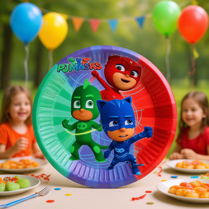 Platos Desechables de Pj Masks de 18 cm, 6 Piezas, Artículos para Fiestas, Cumpleaños Infantiles - Product Image 3