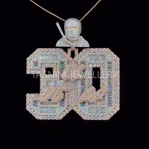 Collier pendentif unisexe hip-hop chrétien en moissanite, bijou glacé plaqué or 10K, style streetwear, idéal pour les soirées, certifié GIA - Product Image 1