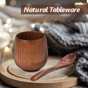 ถ้วยชาทำจากไม้พุทรา2ชิ้นทำจากไม้ธรรมชาติเกรดสูงความจุ51-100มล. แบบดั้งเดิมทำด้วยมือ - Product Image 5