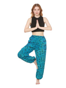 Pantalon sarouel Boho pour femmes confortable coton Cargo imprimé Satin ballon plat fermeture à cordon taille libre pour les vêtements d'été et d'hiver - Product Image 2