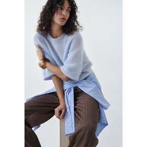 Blouse texturée oversize à col ras du cou - Bleu - Bleu - Product Image 1