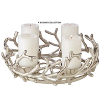 Design de feuille de couleur or de style arabe avec bougeoir en verre parfait pour le centre de table de pot de bougie unique en béton d'accent