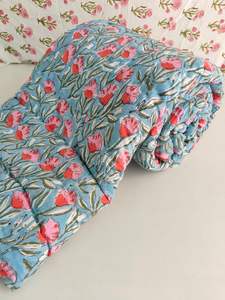 Couvre-lit matelassé Razai imprimé à la main, couvre-lit confortable, cadeau de literie - Product Image 4