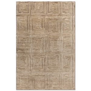 พรมอะคริลิคถักมือสีเบจและสีน้ำตาลลายเรขาคณิตสำหรับห้องนั่งเล่น พรมปูพื้นรูปทรงสี่เหลี่ยมผืนผ้าสำหรับห้องโถง-รุ่น Aiar-3013 - Product Image 1