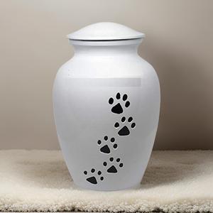 Urne funéraire en métal de haute qualité pour animaux de compagnie, chien, chat, avec empreinte de patte blanche, urne commémorative pour animaux, casket sécurisé avec verrouillage à fil, pour conserver les cendres - Product Image 2