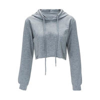Sweat-shirt à capuche zippé court pour femme, manches longues, cordon de serrage, style décontracté, Trackstar, OEM, marque privée