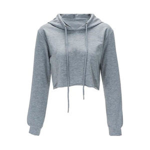 Sudadera con Capucha Corta para Mujer, Color Gris Jaspeado, Manga Larga, con Cordón Ajustable, Marca Trackstar OEM Private Label - Product Image 4