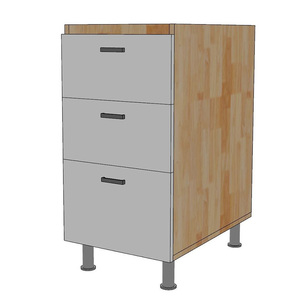 Module d'armoire de cuisine moderne de 40 cm avec 3 tiroirs MTBD010, doté de matériaux en acier inoxydable et en bois massif - Product Image 2