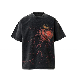 Camisetas extragrandes de algodón para hombre, estampado de lavado ácido con hombros caídos, aspecto vintage, venta al por mayor - Product Image 3