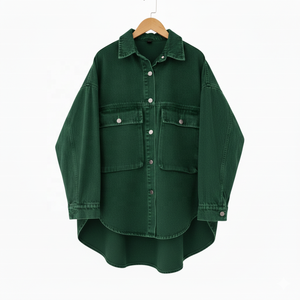 Veste en jean unisexe à manches longues et capuche en polaire délavée personnalisée pour femme - Product Image 3