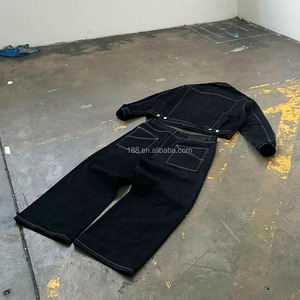 Clothing Factory Custom Jeans <b>Suit</b> Casual Street Fashion Wear Button up Denim <b>Jackets</b> and Jeans Pants Set Blue Jeans Set for Men - Product Image 3