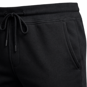 Ensemble de survêtement personnalisé noir uni avec fermeture éclair, veste à capuche et pantalon de jogging en coton et polyester, OEM ODM, vêtements de sport unisexes - Product Image 5