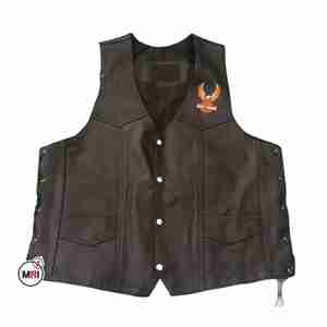 Premium Classic Genuine Cowhide Leather <b>Vest</b> Side <b>Laces</b> Warm New Casual Motorcycle Jacket <b>Top</b> Waistcoat Polyester Fabric Logo - Product Image 6