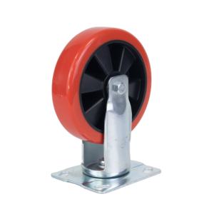 2023 Newest Design 6-Inch Red Polyurethane (PU) <b>Swivel</b> Plate Casters Rigid Medium Duty Trolley Equipment 200kg Capacity OEM - Product Image 1