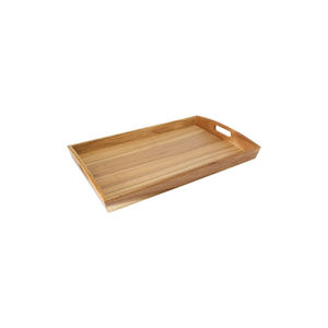 Plateau de service en bois d'acacia de style moderne avec poignées Plateau rectangulaire en bois massif Plateau décoratif pour la maison, les repas et les fêtes - Product Image 1
