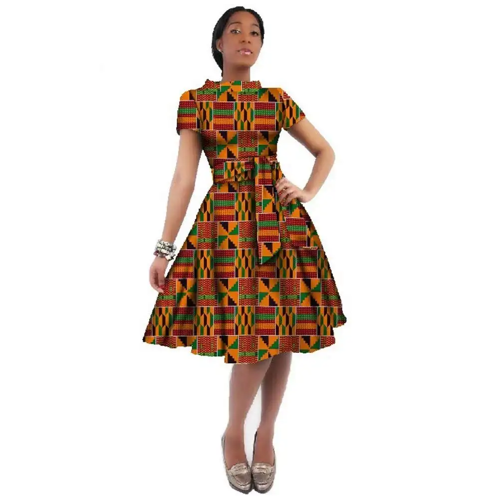 African Dress for Women Kente Wax Print Knee Skirts Dashiki Plus Size Style Party Clothing for Women Dresses kent Dress