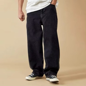 Pantalones vaqueros holgados con bordado de logotipo de alta calidad, pantalones vaqueros pesados lavados a la moda para hombre, pantalones vaqueros rectos de alta calidad para hombre - Product Image 3
