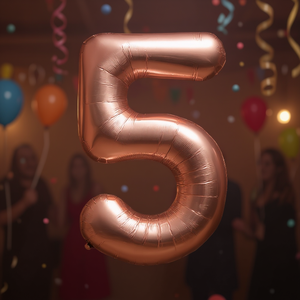 Globo de Helio con Número 5 en Oro Rosa de 80 cm, Globo de Papel de Aluminio para Decoración de Fiestas - Product Image 3