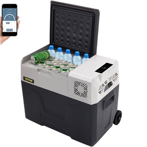 VEVOR 40L Portable Car Refrigerator <b>12V</b> Electric <b>Fridge</b> Freezer with Wheels Handle Single Zone -4F to 68F for Hotel Travel - Product Image 1