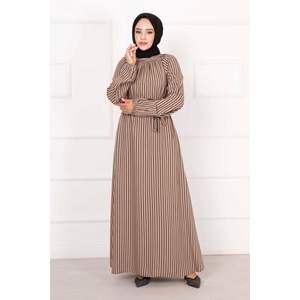 La Robe Hijab Viscose Rayé Vison-Noir - Product Image 2