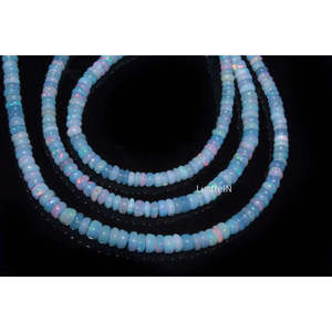 Cuentas Redondas Lisas de Ópalo Azul Tanzanita Natural, Cuentas Sueltas de Cristal Etíope, Ópalo Azul en Forma de Rondela - Product Image 1