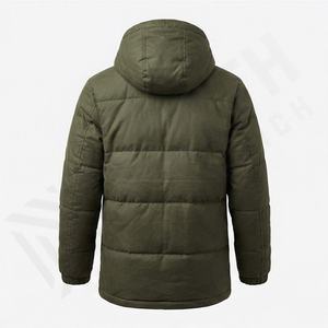 Parka formel en coton à capuche brillant en gros pour hommes, couleur personnalisée, logo personnalisé, manteaux d'hiver matelassés, thermiques, pour la neige - Product Image 2