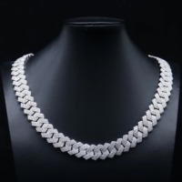 Chaîne cubaine personnalisée en moissanite à trois rangs de 15 mm, collier hip-hop glacé pour homme, bijoux JR ENTERPRISE