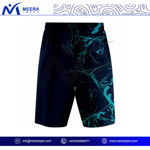 Short bleu marine personnalisé pour hommes, short de fitness léger sublimé à taille élastique pour hommes - Product Image 2