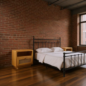 โต๊ะข้างเตียงทำจากไม้เนื้อแข็งที่เรียบง่ายทันสมัยพร้อมดีไซน์แบบดั้งเดิมสำหรับห้องนอนหรือห้องรับประทานอาหาร-อพาร์ทเมนต์และเฟอร์นิเจอร์บ้าน - Product Image 1