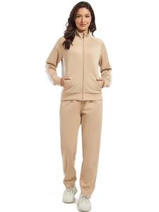 Ensemble de survêtement 2 pièces en molleton de coton oversize élégant pour femme, avec capuche, imprimé bouffant, style urbain et survêtements personnalisés en gros pour l'hiver - Product Image 2