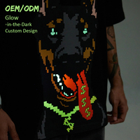 T-shirt à manches courtes surdimensionné avec impression graphique Streetlab qui brille dans le noir, style streetwear pour hommes, jersey en coton 250 g/m²