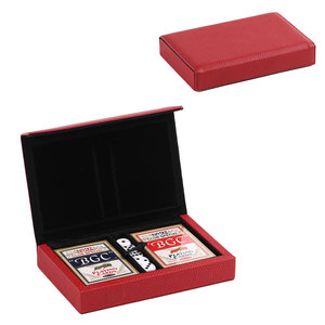 Boîte à cartes de poker en cuir véritable avec logo personnalisé, étui de haute qualité en cuir Crazy Horse pour jeu de cartes - Product Image 2
