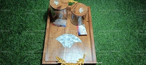 Ensemble de pots à bonbons en acrylique faits à la main avec plateau en bois incrusté de nacre, coffret cadeau d'affaires de luxe, classique, petite taille 150 ml - Product Image 2