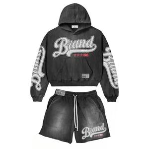 Ensemble de survêtements lourds avec logo personnalisé pour hommes, sweat-shirt à capuche et short de haute qualité Jogger Essentials - Product Image 2