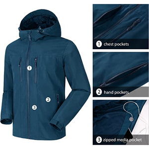 Vêtements de randonnée en plein air, veste à capuche personnalisée pour homme, veste coupe-vent pour homme, veste imperméable - Product Image 5