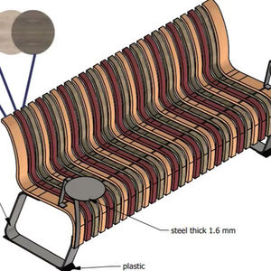 Chaise d'attente d'aéroport longue et incurvée Banc de salon en bois moderne - Product Image 1