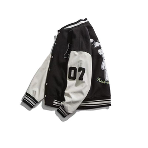 เสื้อแจ็กเก็ตเบสบอลวิทยาลัยสำหรับผู้ชายเสื้อแจ็กเก็ตบอมเบอร์แจ็คเก็ตแขนหนังมีตัวอักษรเลตเทอร์แมนขายส่ง - Product Image 2