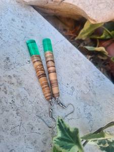Boucles d'oreilles pendantes en résine et en bois pour bijoux faits à la main, accessoires tendance et à porter au quotidien - Product Image 6