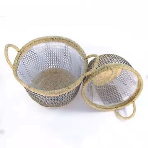 Panier de jacinthe d'eau fait à la main décoratif écologique stockage rustique matériau naturel léger choix durable - Product Image 3