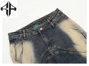 Pantalon en jean pour hommes avec logo personnalisé de haute qualité Nouveau design Vêtements d'extérieur droits Techniques tricotées lavées respirantes Multicolore - Product Image 3