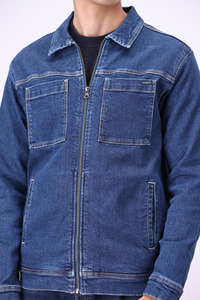 Veste en jean boutonnée fabriquée en usine, style délavé uni avec lavage à la pierre, OEM, prix bas, saison d'automne - Product Image 4