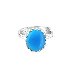 NOVAMART Fine Turquoise (Firoza) 3.25-12.25 Ratti <b>Crown</b> Setting <b>Ring</b> Natural Certified Astrological Gemstone 925 Silver Bezel In - Product Image 1