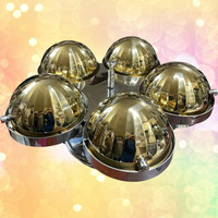 Hotel Restaurant Catering Luxus Golden Round SS201 Revolving Chafing Dish 5 in 1 rotierendes Buffet-Set mit goldenem Bezug