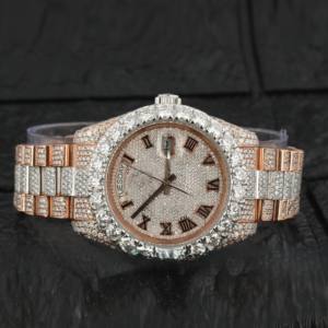 Reloj de Lujo Analógico de Acero Inoxidable con Incrustaciones de Moissanita VVS, Movimiento Automático Completo Hecho a Mano, Estilo Hip Hop con Diamantes de Imitación, Unisex para Hombre - Product Image 1